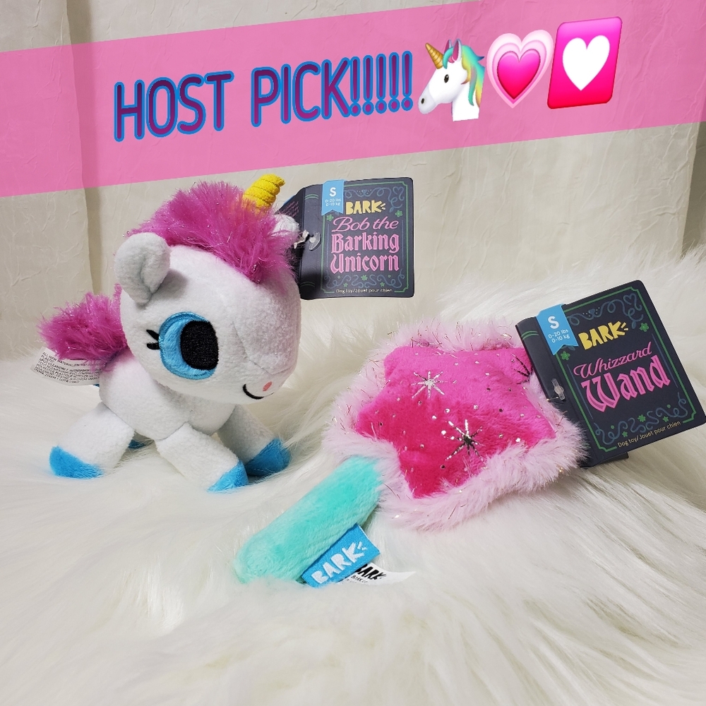 BarkBox Toys Pets 2-piece Unicorn Fairy Wand Plush Toy Pet Cute Dog Bundle NWT